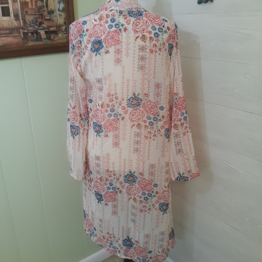 Jorja sheer boho kimono swim coverup Shrug Cardigan small **F - Picture 4 of 8